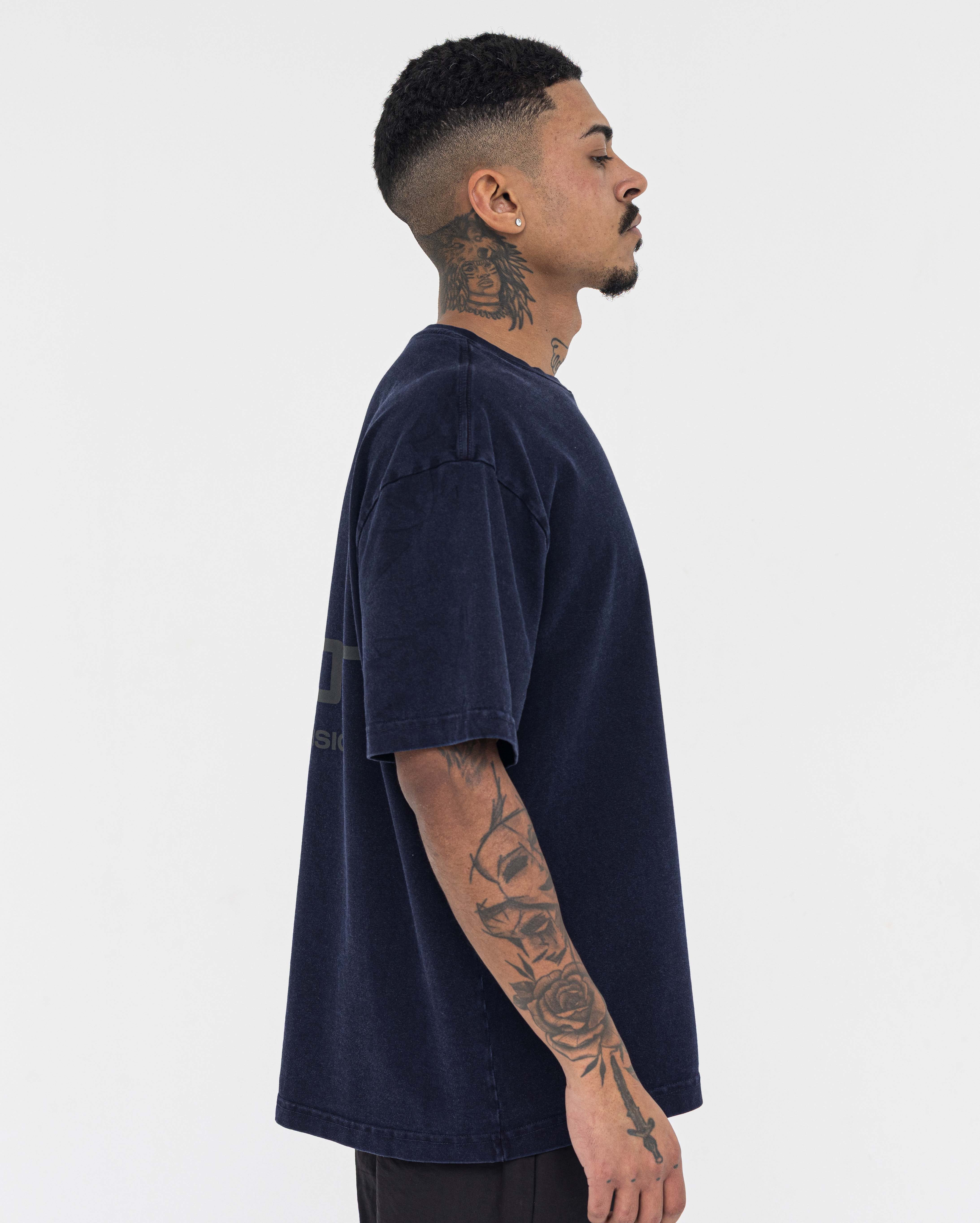 Boxy Stonewashed Tee — Azul
