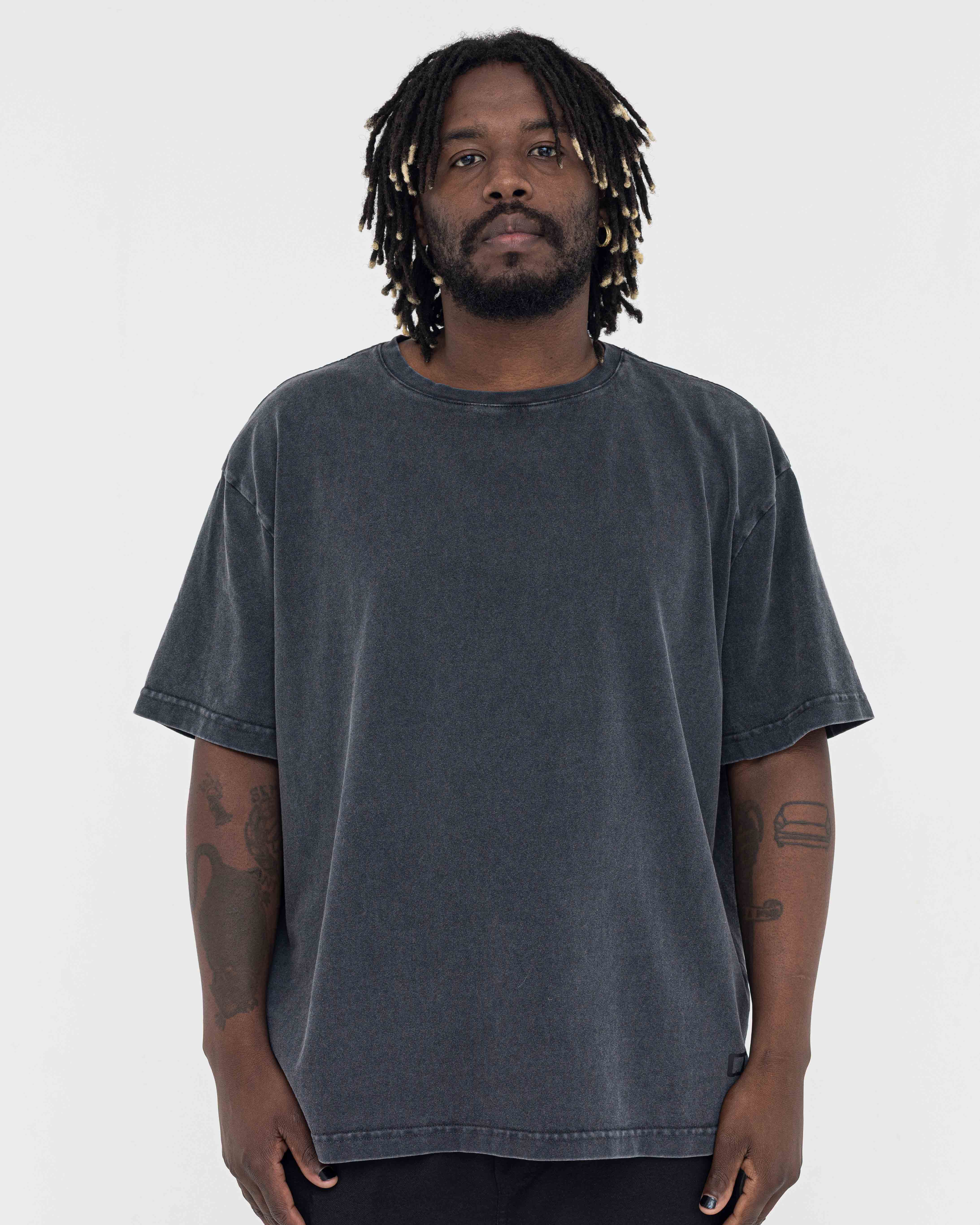Camiseta Boxy Stonewashed Tee — Cinza