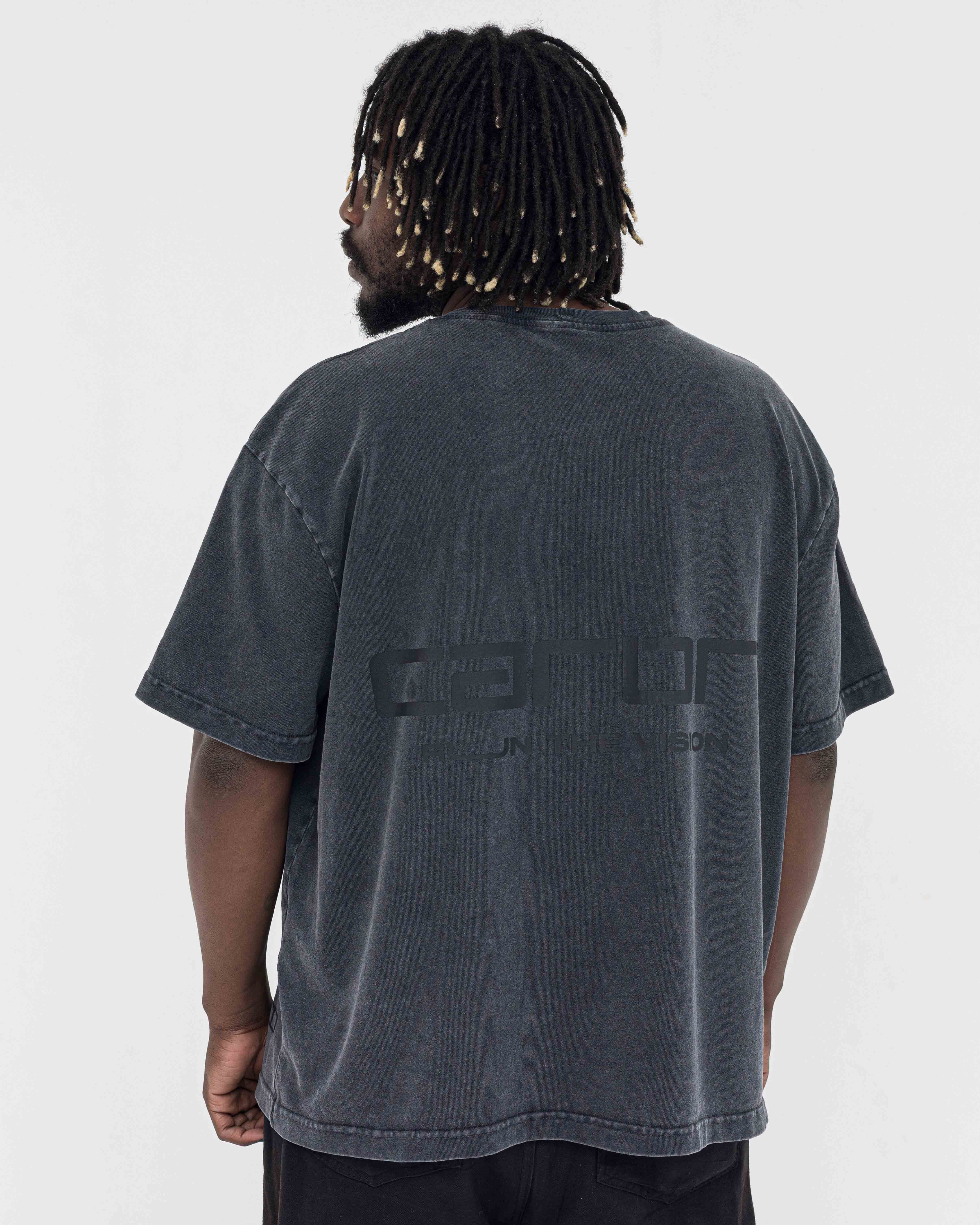Boxy Stonewashed Tee — Cinza