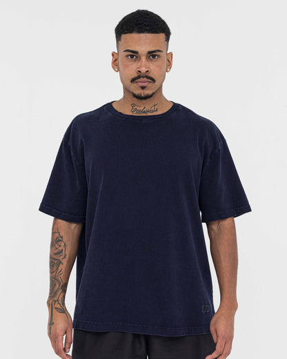 Boxy Stonewashed Tee — Azul