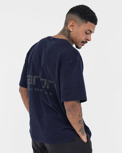 Boxy Stonewashed Tee — Azul