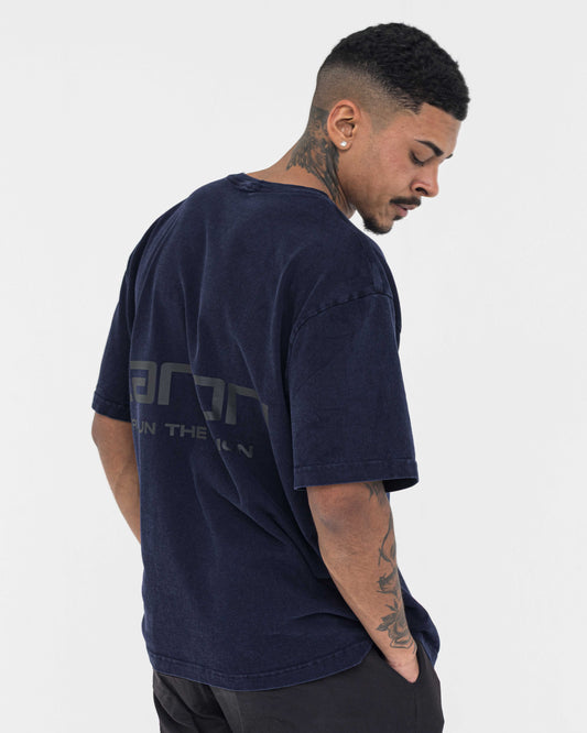 Boxy Stonewashed Tee — Azul