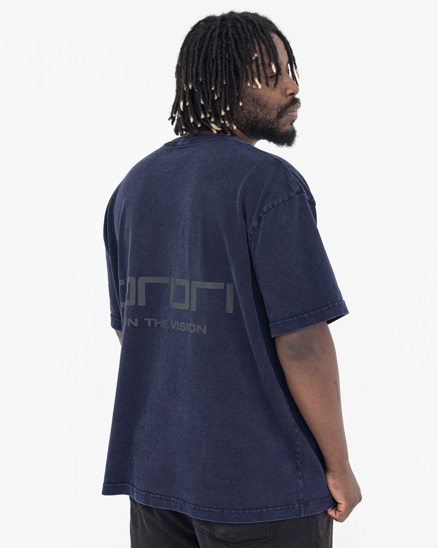 Boxy Stonewashed Tee — Azul