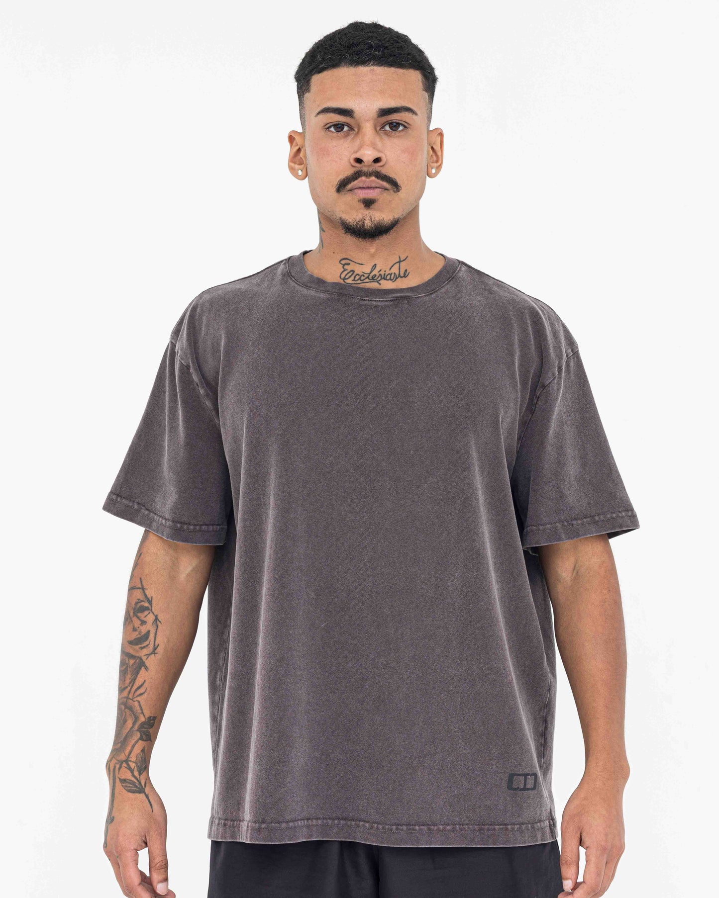 Boxy Stonewashed Tee — Marrom