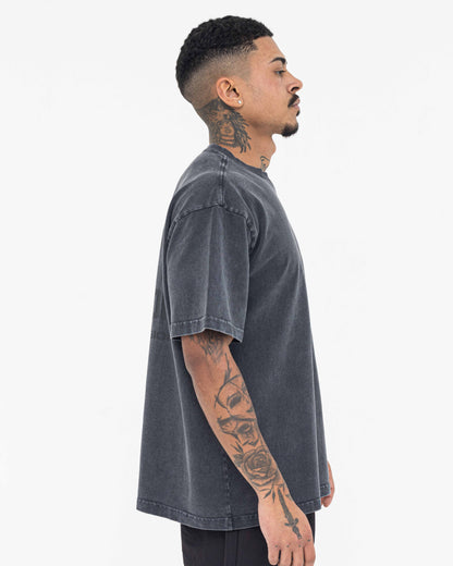 Boxy Stonewashed Tee — Cinza
